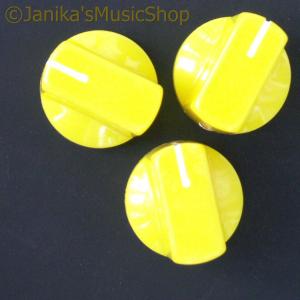 3 YELLOW STOVE TYPE POTENTIOMETER OR ROTARY SWITCH KNOBS